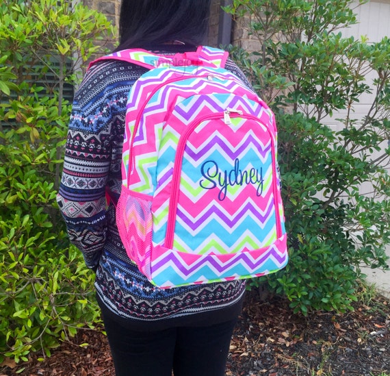 Many colors Chevron Backpack Monogrammed by ShopSimpleJoy on Etsy
