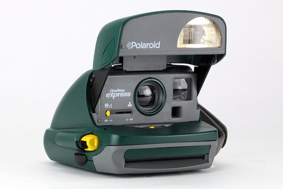 1997 Green Polaroid OneStep Express Instant 600 Camera w/ Case