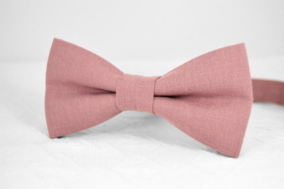 Dark dusty rose bow tie dusty pink bow tie wedding linen bow