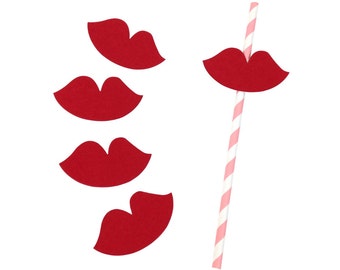 Red Lips Paper Straw Flags 25pcs PSF250002