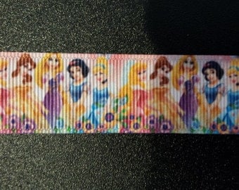 7/8" Princess Cinderella, Snow White, Belle, etc. Inspired Grosgrain Ribbon