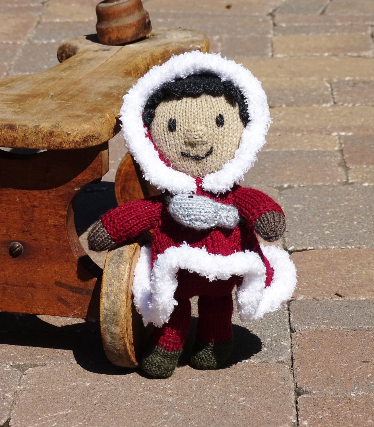 Eskimo Doll Knitted Inuit Handmade Doll Winter Doll