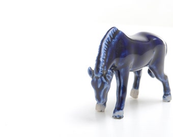 chinese ceramic blue horse bookends
