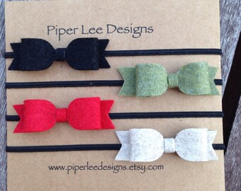 Christmas headband set, baby headband, felt bow headband, bows, baby shower, baby gift, baby girl headband, bow headband, bow headband set 4