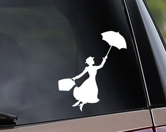 Mary Poppins Inspired Vinyl Car Decal - Nanny - Practically Perfect - Car Window Decal - Laptop Decal - Bumper Sticker