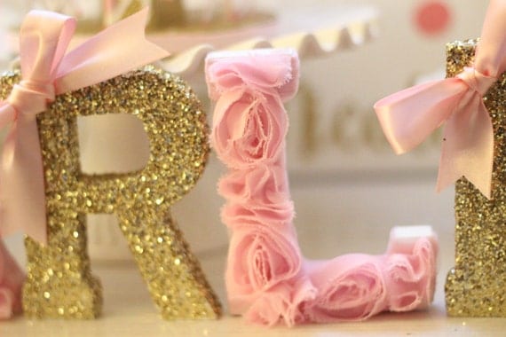 Custom Pink And Gold Wooden Letters OR Paper Mache Letters Custom Pink And Gold Wooden Letters OR Paper Mache Letters
