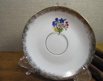 Cottier Freres Small Saucer - Flower Bouquet - Gold Accent - Made in Switzerland