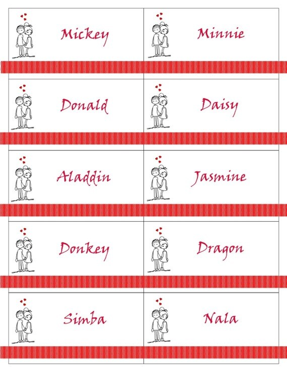 Who Am I Disney Couples/Dreamworks Printable Game Hedbanz