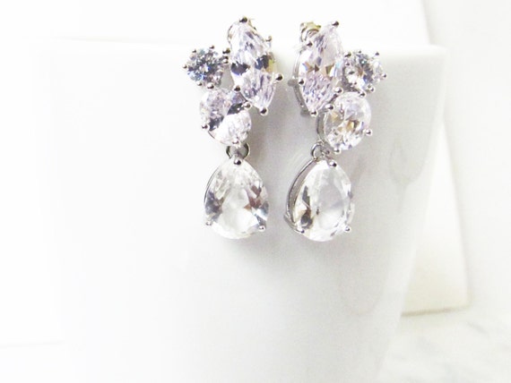 Crystal Bridal Earrings Bridal Cluster Earrings Bridesmaids