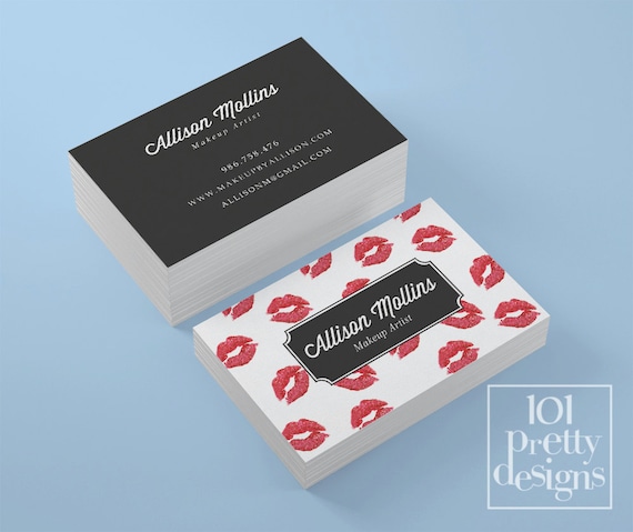 Lipsense Business Card Kisses Printable Business Card Design Red Lipstick Black Elegant Business Lipsense Business Card Template
