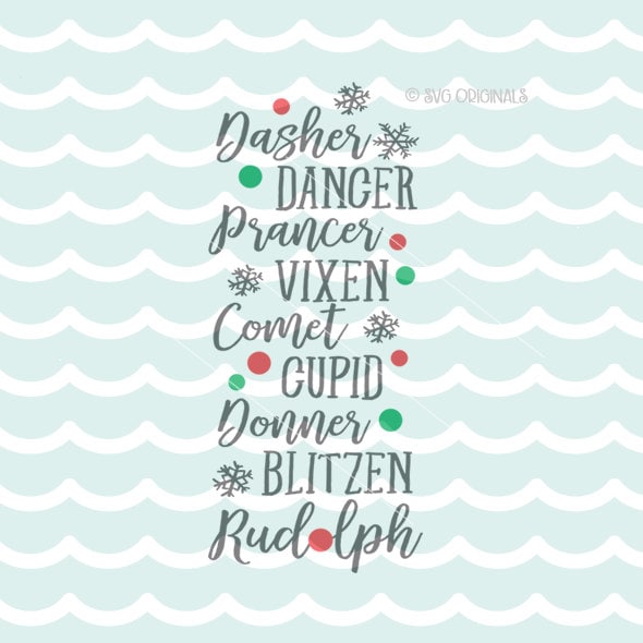 Download Reindeer Names SVG Cricut Explore and more. Cut or Printable.