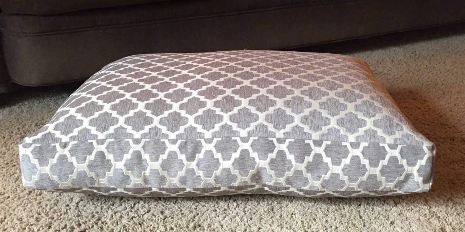 Personalized Dog Bed Grey Quatrefoil Custom Dog Bed Cover