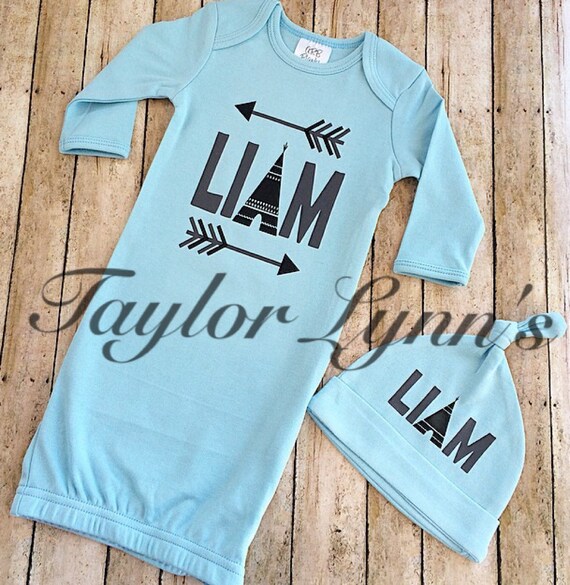 Items similar to Baby boy gown, boy gown, newborn boy set, baby boy