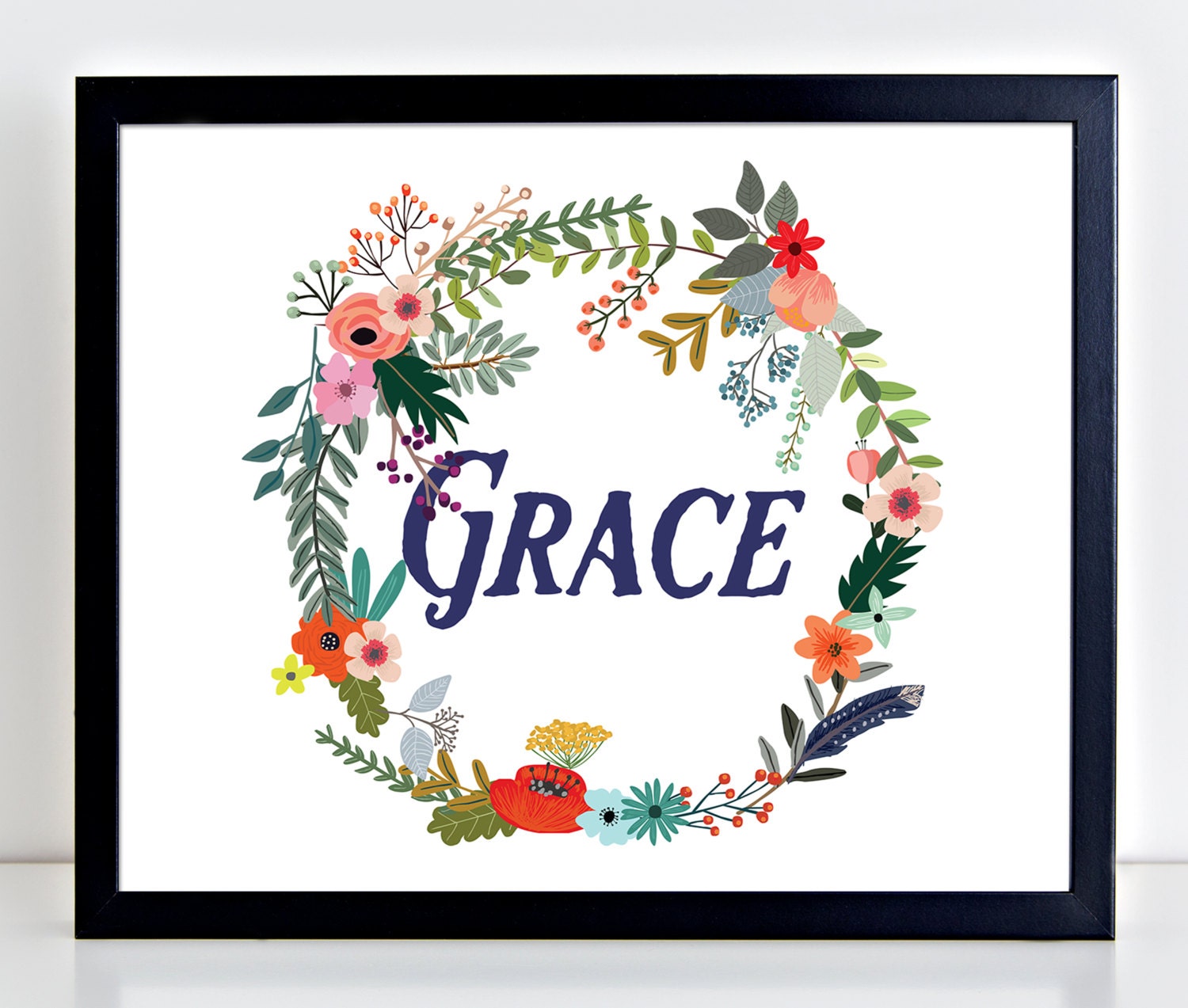 Custom Name  Printable Grace  Print Nursery Printable Floral