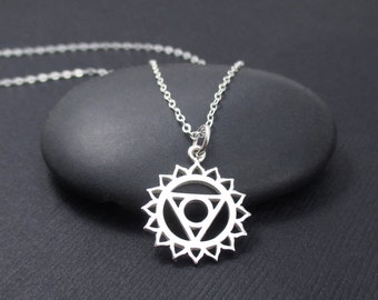 Throat Chakra Necklace Sterling Silver, Throat Chakra Charm Pendant, Chakra Jewelry, Yoga Jewelry, Yoga Gift, Yoga Spirit