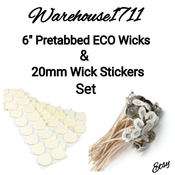 6'' Pretabbed ECO Wicks 20mm Wick Stickers Wick by Warehouse1711