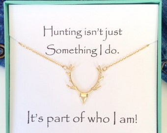 Deer Antler Necklace, Girl Hunting Gifts, Country Girl Jewelry, Country Life, Gift for Girl Hunter, Buck Necklace, Outdoor Jewelry Silver
