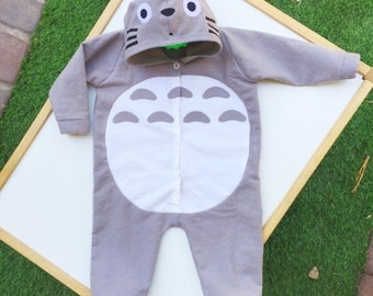 Totoro baby hoodie onesie MADE TO ORDER , baby clothes , baby costume , baby jacket , baby hoodie