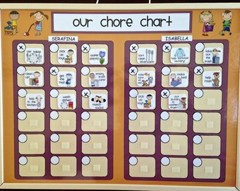 Kids Chore Chart Responsibility Chart Daily/Weekly Velcro