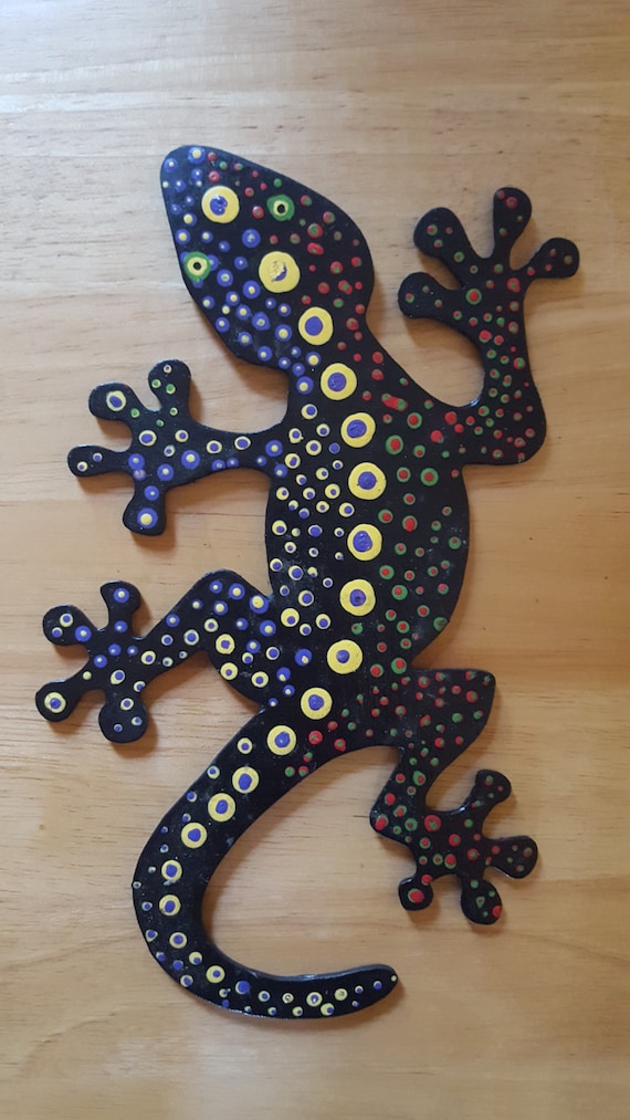 Lizard mdf animal paint/ dot art/ gecko/ by TCHandcrafts on Etsy