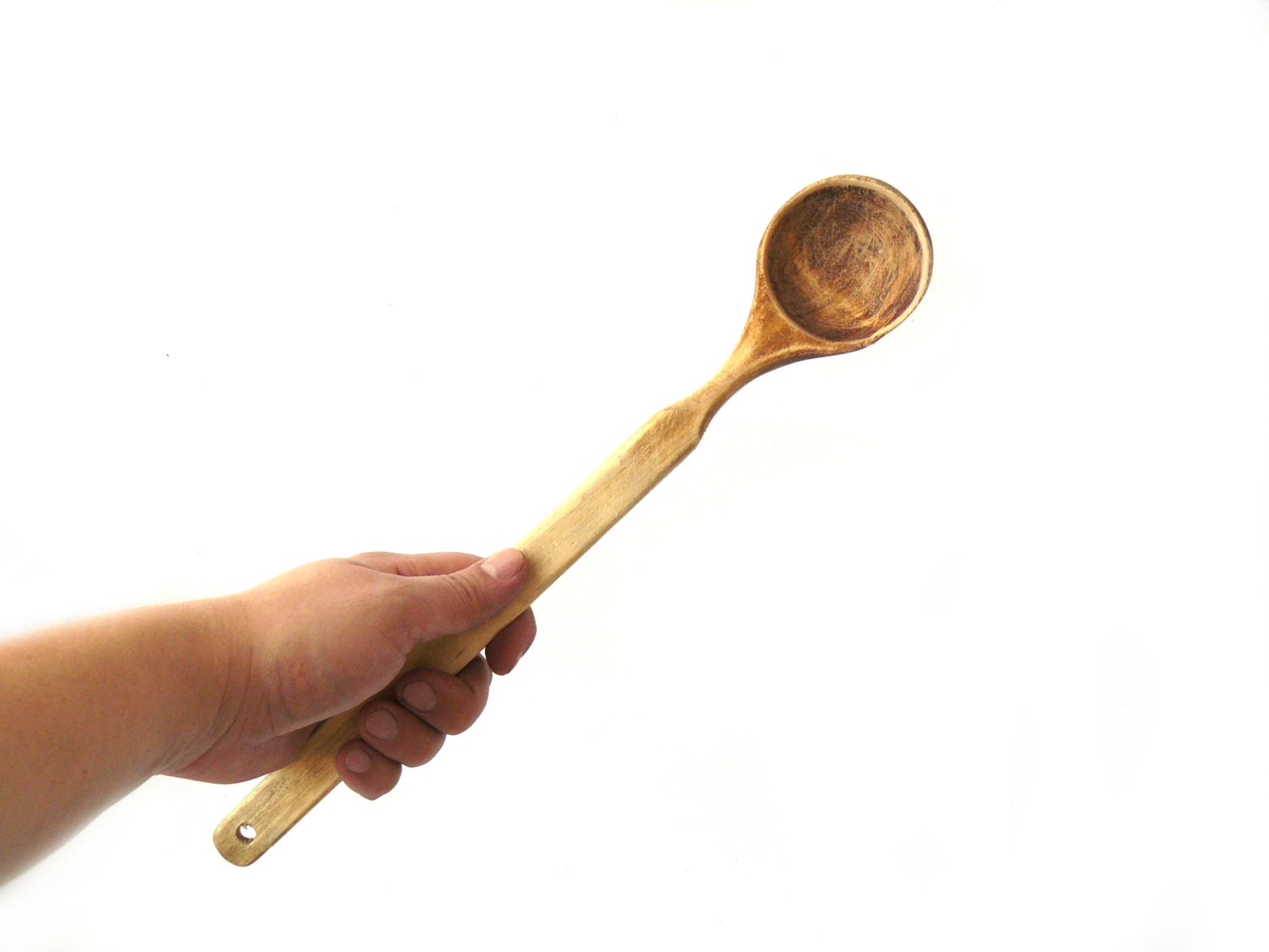 Vintage long wooden spoon large spoon of wood wood by nostalgishop