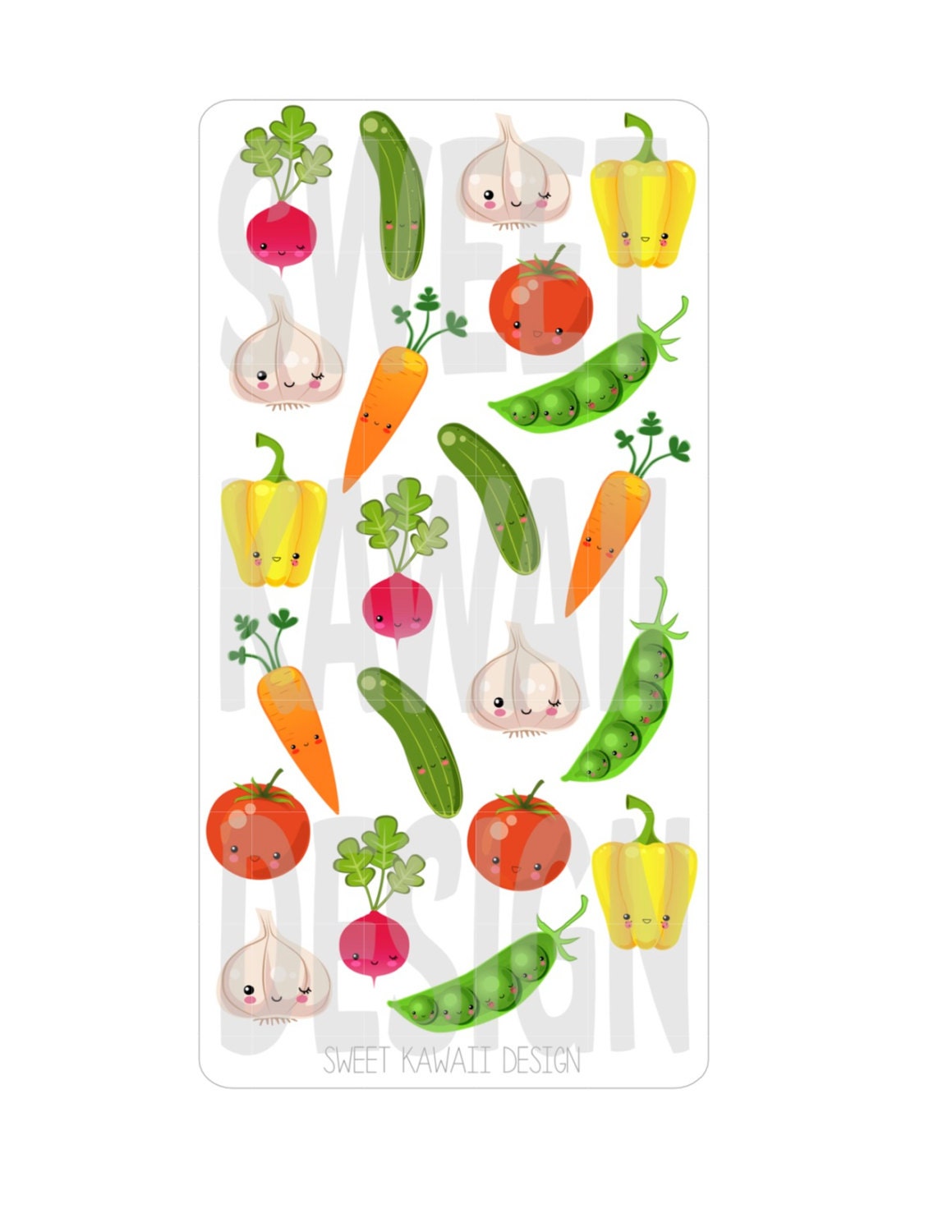 Kawaii Vegetable Stickers by SweetKawaiiDesign on Etsy