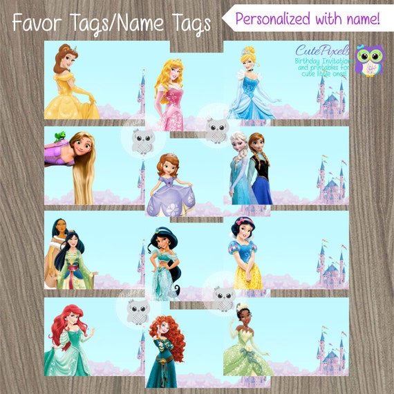 disney princess favor tags disney princess name tags