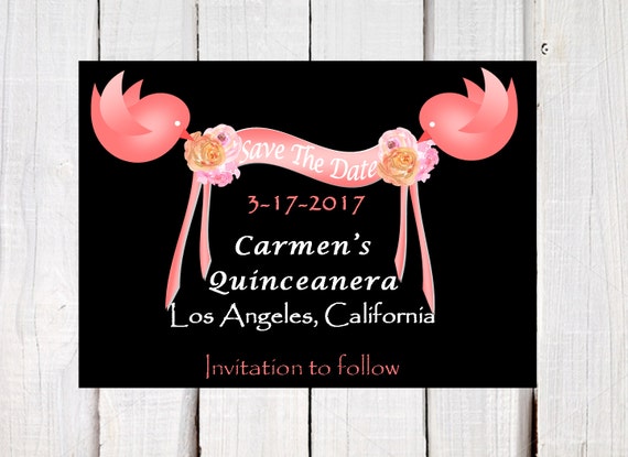 Save the date Quinceanera announcements Sweet 16