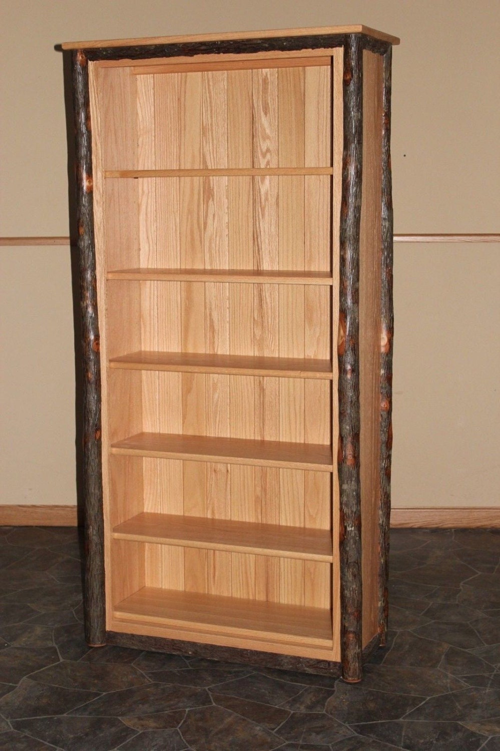Rustic Hickory on Hickory 60 Book Shelf Bookcase