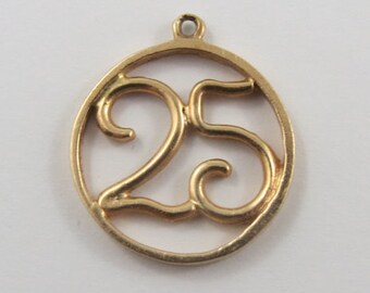 25 Milestone 14K Gold Vintage Charm For Bracelet