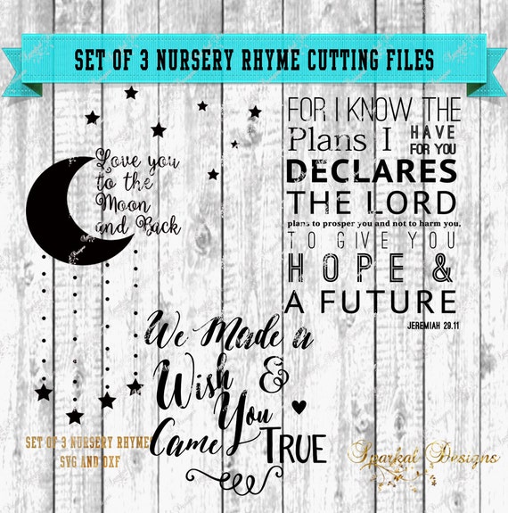 SVG Nursery Rhyme Moon Stars Nursery Art Wall