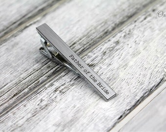 Custom tie clip, engraved personalized tie pin by Oxee, gift for him, gift for groom, father of the groom