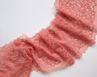 Pink Stretch Lace, pink lace, elastic lace, lingerie lace, evening dress lace, width 8,26 inch lace, 21 sm lace, lace per metre, Nr 1278