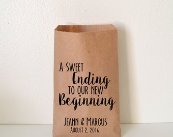 Wedding Favor Bag, Sweet Ending to a New Beginning Candy Bag, Favor Bag, Personalized Wedding Favor Bag, Treat Bags, Custom Favor Bags