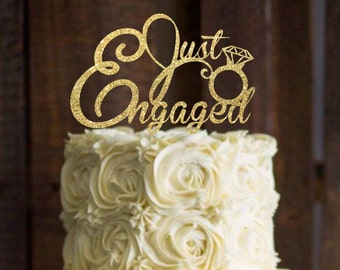 Cake topper - Engagement Cake Topper - Just Engaged cake topper - Bridal Shower Cake topper - Engagement Party - Cake Decor