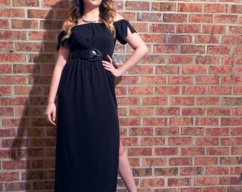 Maxi Dress with Sleeve Slits and Side Slits / Maxi Dress / Off the Shoulder Maxi Dress / Sleeve Slits / Side Slits / Black Maxi Dress /