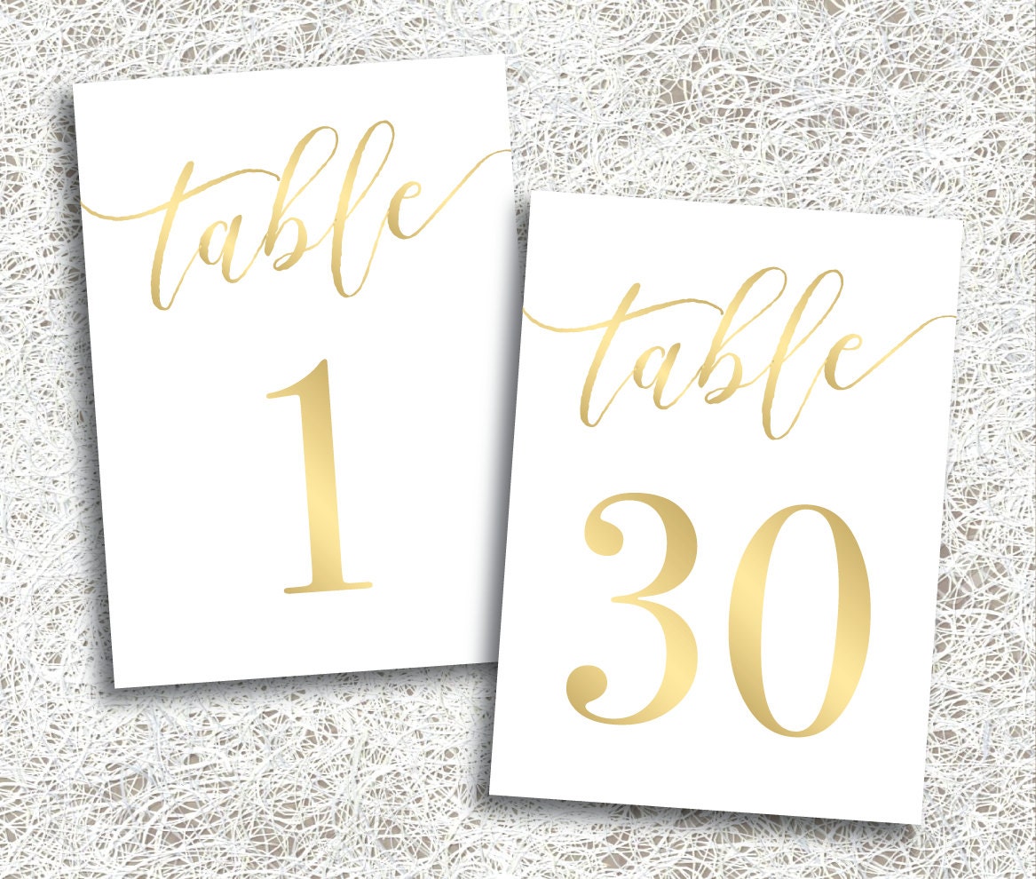 printable gold wedding table numbers 1 30 instant download