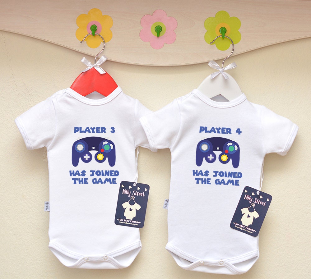 Funny Baby Twins Clothes Player 3 and Player 4 Twin