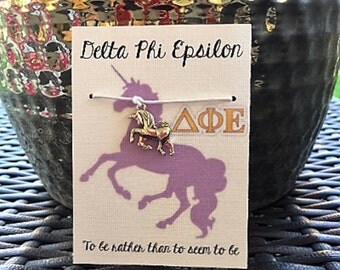 Delta Phi Epsilon Unicorn Wish Bracelet~ Delta Phi Epsilon Sorority~ College Life~ Go Greek~ Big Sis Lil Sis Reveal~ Rush Week~ Party Favor
