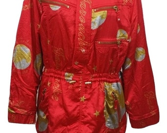 Vintage Ski Jacket by Lily Farouche in Red with Gold Size 12 in Excellent Condition - Free Postage