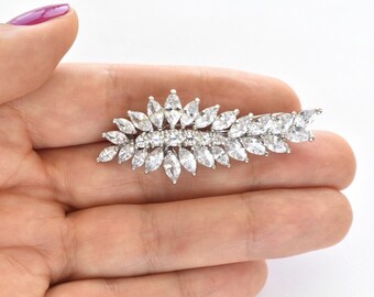Wedding Barrette Cubic Zirconia Bridal Barrette Crystal Wedding Headpieces