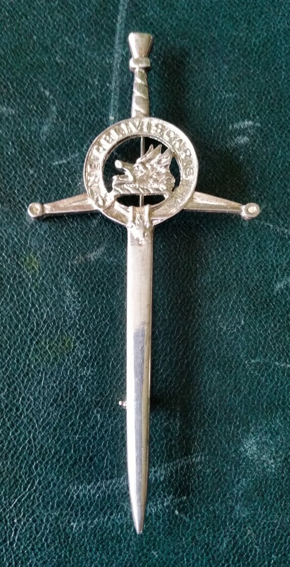 Large Vintage Scottish Sword Brooch For Campbell Clan Ne