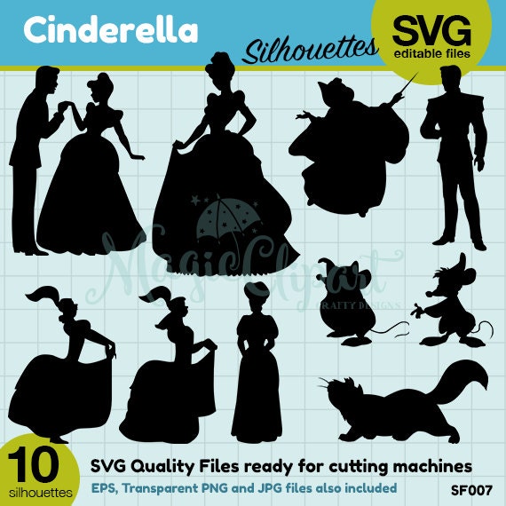 Download Cinderella Silhouettes Silhouette files SVG files png jpg