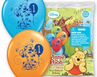 Winnie the Pooh ''1st Birthday'' Latex Balloons 6ct