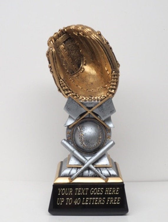 Baseball Trophy Award Gold Resin Glove Baseball & Bats 7