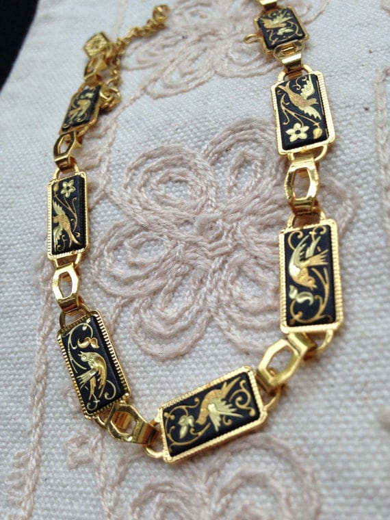 Vintage damascene bracelet toledo jewelry spanish jewelry