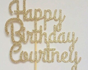 Personalized Name Cake Topper, Birthday Cake Topper, Glitter Birthday Cake Topper