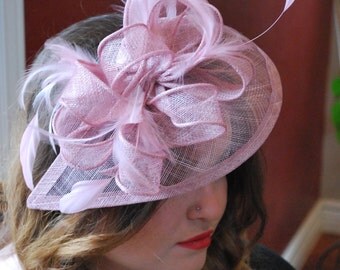 Heather Pink Fascinator, British Hat, Womens Tea Party Hat, Church Hat, Derby Hat, Fancy Hat, Pink Hat, Tea Party Hat, wedding hat