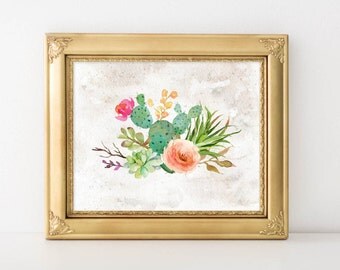 Succulents Printable Wall Art, cactus printable art, illustration print, digital art, succulents decor, home decor gallery wall printable