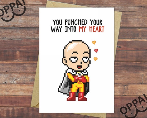 Geeky Valentine Card, One Punch Man, Geeky Valentine Gift, Geeky Valentine, Anime Valentine, Nerdy Valentine Card, Nerdy Valentine Gift